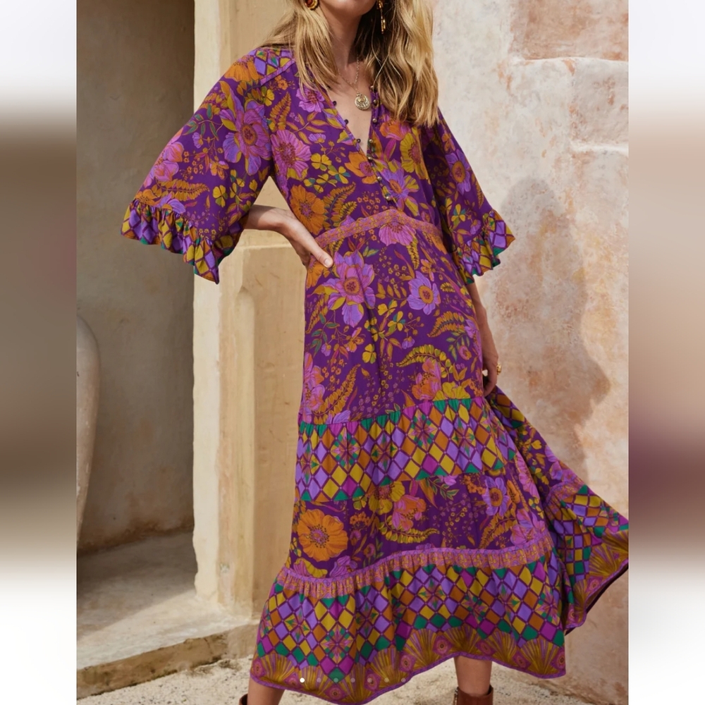Nine Lives Bazaar Lucid Midi Dress NWT